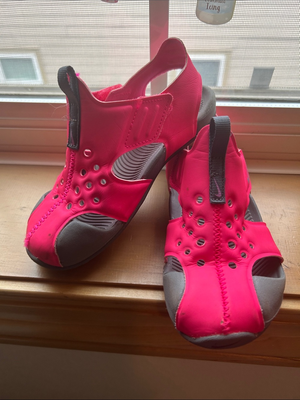 Nike Kids Water Shoes Bright Pink and Gray